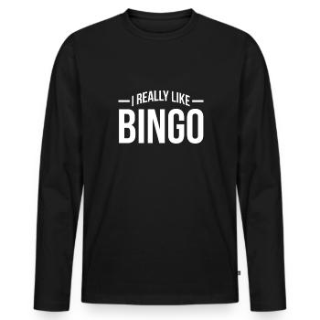 I Really Like Bingo Shirt Geschenk - Männer Premium Bio Langarmshirt - Schwarz - Vorne - Nico (187cm)