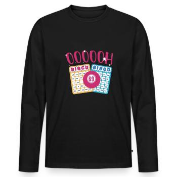 OOOOH Bingo Shirt Gift - Men's Premium Organic Long Sleeve Shirt - black - Front - Nico (187cm)