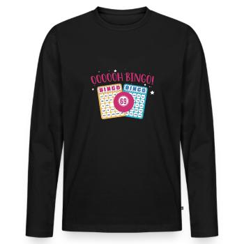 OOOOH Bingo Shirt Gift - Men's Premium Organic Long Sleeve Shirt - black - Front - Nico (187cm)