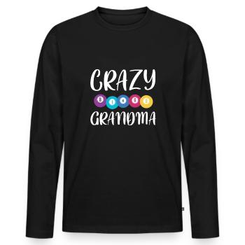 Crazy Bingo Grandma Shirt Gift - Men's Premium Organic Long Sleeve Shirt - black - Front - Nico (187cm)