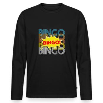 Bingo! Shirt Gift - Men's Premium Organic Long Sleeve Shirt - black - Front - Nico (187cm)