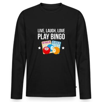 Live Laught Love Play Bingo Shirt Gift - Men's Premium Organic Long Sleeve Shirt - black - Front - Nico (187cm)