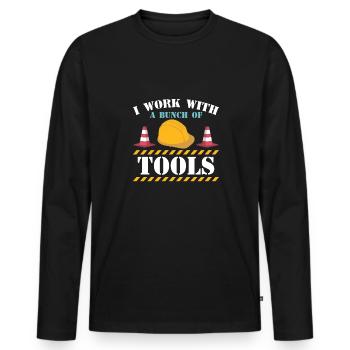 Je travaille avec un paquet d’outils shirt cadeau - T-shirt manches longues Premium bio Homme - noir - Devant - Nico (187cm)
