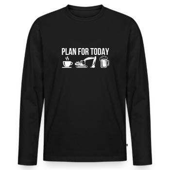 Plan For Today Coffee Excavator Drive Beer - Men's Premium Organic Long Sleeve Shirt - black - Front - Nico (187cm)