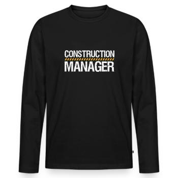 Construction Manager Shirt Geschenk - Männer Premium Bio Langarmshirt - Schwarz - Vorne - Nico (187cm)