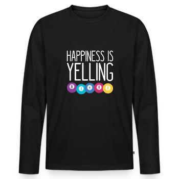 Happiness Is Yelling BINGO Gift Shirt - Men's Premium Organic Long Sleeve Shirt - black - Front - Nico (187cm)