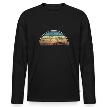 Chemise de pilote de pelle rétro vintage - T-shirt manches longues Premium bio Homme - noir - Devant - Nico (187cm)