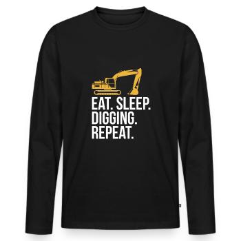 Eat Sleep Digging Repeat Bagger Fahrer Shirt - Männer Premium Bio Langarmshirt - Schwarz - Vorne - Nico (187cm)