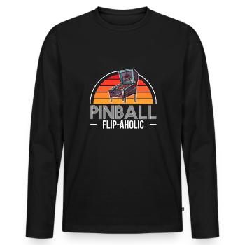 Vintage Retro Pinball Flip-Aholic Chemise - T-shirt manches longues Premium bio Homme - noir - Devant - Nico (187cm)