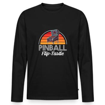 Vintage Retro Pinball Flip-Tastic Shirt Cadeau - T-shirt manches longues Premium bio Homme - noir - Devant - Nico (187cm)