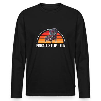 Vintage Retro Pinball & Flip = Cadeau de chemise amusant - T-shirt manches longues Premium bio Homme - noir - Devant - Nico (187cm)
