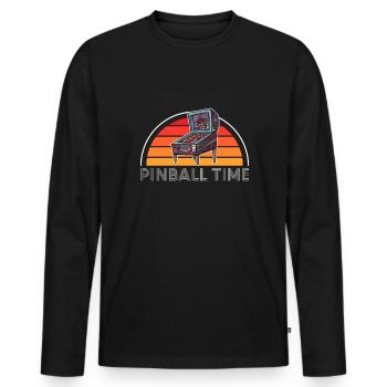 Vintage Retro Pinball Time Pinball Machine - T-shirt manches longues Premium bio Homme - noir - Devant - Nico (187cm)