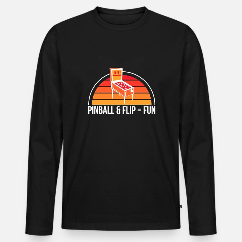 Pinball & Flip = Fun Flipperautomat - Männer Premium Bio Langarmshirt - Schwarz