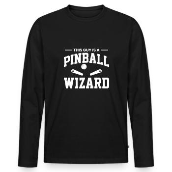 This Guy Is A Pinball Wizard Pinball Machine - Men's Premium Organic Long Sleeve Shirt - black - Front - Nico (187cm)