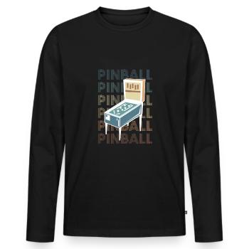 Vintage Retro Pinball Shirt Cadeau - T-shirt manches longues Premium bio Homme - noir - Devant - Nico (187cm)