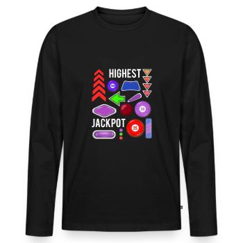 Highest Jackpot Pinball Shirt - Men's Premium Organic Long Sleeve Shirt - black - Front - Nico (187cm)