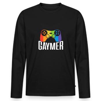 Gaymer Chemise Cadeau Gamer Joueur LGBT - T-shirt manches longues Premium bio Homme - noir - Devant - Nico (187cm)
