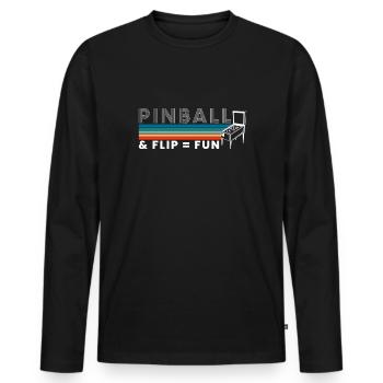 Flipper & Flip = Fun Pinball Machine Vintage Rétro - T-shirt manches longues Premium bio Homme - noir - Devant - Nico (187cm)