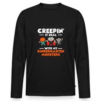Creepin It Real With My Kindergarten Monsters - Männer Premium Bio Langarmshirt - Schwarz - Vorne - Nico (187cm)