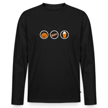 Cadeau de chemise de bière à la citrouille - T-shirt manches longues Premium bio Homme - noir - Devant - Nico (187cm)
