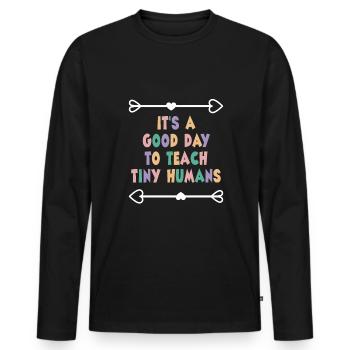 C’est un bon Tay pour enseigner la chemise Tiny Humans - T-shirt manches longues Premium bio Homme - noir - Devant - Nico (187cm)