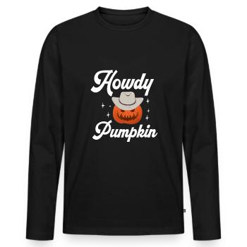 Howdy Pumpking Rodeo Country Wild West Halloween - T-shirt manches longues Premium bio Homme - noir - Devant - Nico (187cm)