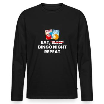 Manger Sleep Bingo Répéter Chemise - T-shirt manches longues Premium bio Homme - noir - Devant - Nico (187cm)