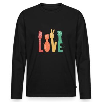 Love Taub Gehörlos Shirt Geschenk - Männer Premium Bio Langarmshirt - Schwarz - Vorne - Nico (187cm)