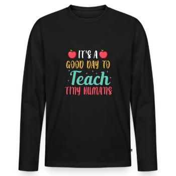 C’est un bon Tay pour enseigner la chemise Tiny Humans - T-shirt manches longues Premium bio Homme - noir - Devant - Nico (187cm)