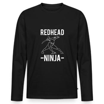 Redhead Ninja Shirt Rote Haare Geschenk - Männer Premium Bio Langarmshirt - Schwarz - Vorne - Nico (187cm)