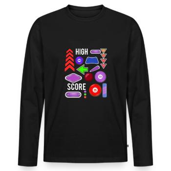 Cadeau de chemise flipper à score élevé - T-shirt manches longues Premium bio Homme - noir - Devant - Nico (187cm)