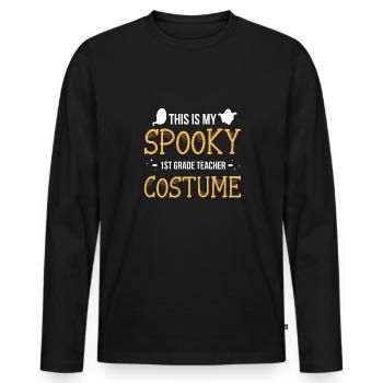 C’est mon costume effrayant d’enseignant de 1ère année - T-shirt manches longues Premium bio Homme - noir - Devant - Nico (187cm)