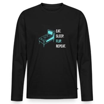 Eat Sleep Flip Repeat Pinball Shirt Cadeau - T-shirt manches longues Premium bio Homme - noir - Devant - Nico (187cm)