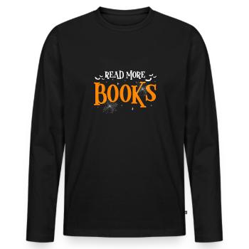 Read More Books Shirt Gift - Men's Premium Organic Long Sleeve Shirt - black - Front - Nico (187cm)