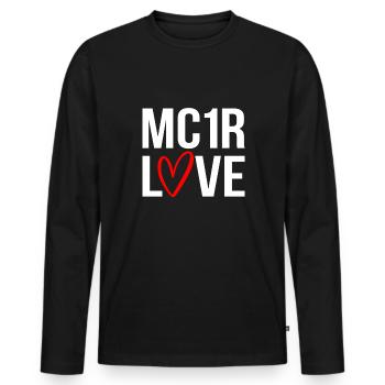 MC1R Love Gift Shirt Cheveux Roux Rousse - T-shirt manches longues Premium bio Homme - noir - Devant - Nico (187cm)
