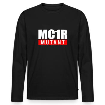 MC1R Mutant Shirt Redhead Red Hair Cadeau - T-shirt manches longues Premium bio Homme - noir - Devant - Nico (187cm)