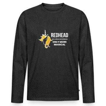 Redhead Unicorn Unicorn Shirt Cadeau - T-shirt manches longues Premium bio Homme - anthracite chiné - Devant - Nico (187cm)
