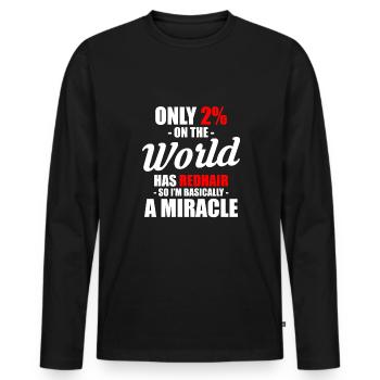 Seulement 2% dans le monde a les cheveux roux - T-shirt manches longues Premium bio Homme - noir - Devant - Nico (187cm)
