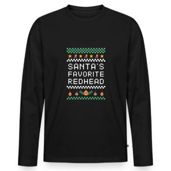 Santa's Favorite Redhead Ugly Christmas Shirt - Men's Premium Organic Long Sleeve Shirt - black - Front - Nico (187cm)