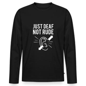 Juste SOURD Pas Rude Chemise Taube Gehörlos - T-shirt manches longues Premium bio Homme - noir - Devant - Nico (187cm)