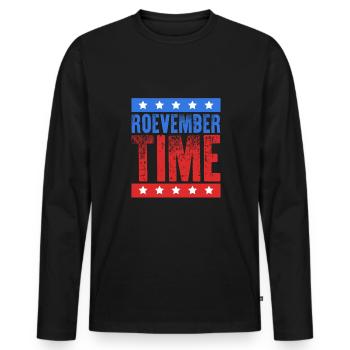 Roevember Time Shirt Cadeau USA Amérique Drapeau - T-shirt manches longues Premium bio Homme - noir - Devant - Nico (187cm)