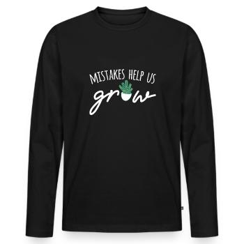 Mistakes Help Us Grow - Männer Premium Bio Langarmshirt - Schwarz - Vorne - Nico (187cm)