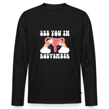 Rendez-vous à Roevember Shirt Gift Féminisme - T-shirt manches longues Premium bio Homme - noir - Devant - Nico (187cm)