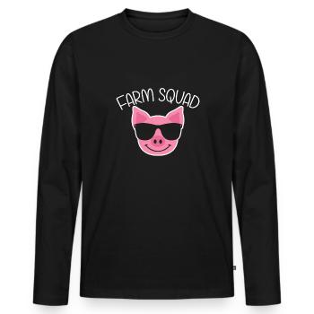 Farm Squad Shirt Pig - Men's Premium Organic Long Sleeve Shirt - black - Front - Nico (187cm)