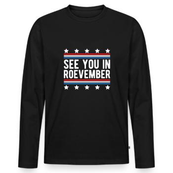 Rendez-vous à Roevember Shirt Gift Féminisme - T-shirt manches longues Premium bio Homme - noir - Devant - Nico (187cm)