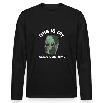 This Is My Alien Costume Shirt Geschenk - Männer Premium Bio Langarmshirt - Schwarz - Vorne - Nico (187cm)