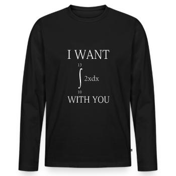 I Want ... With You Funny Mathematical Formula - Men's Premium Organic Long Sleeve Shirt - black - Front - Nico (187cm)