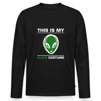 This Is My Alien Costume Shirt Geschenk - Männer Premium Bio Langarmshirt - Schwarz - Vorne - Nico (187cm)