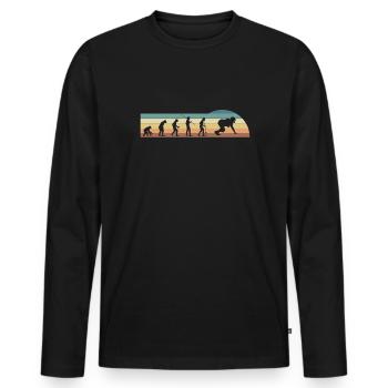 Evolution Vintage Retro Lineman Linebacker Shirt - Men's Premium Organic Long Sleeve Shirt - black - Front - Nico (187cm)