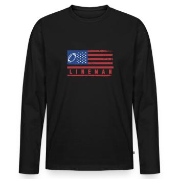 USA Flag America Flag Lineman Football - T-shirt manches longues Premium bio Homme - noir - Devant - Nico (187cm)